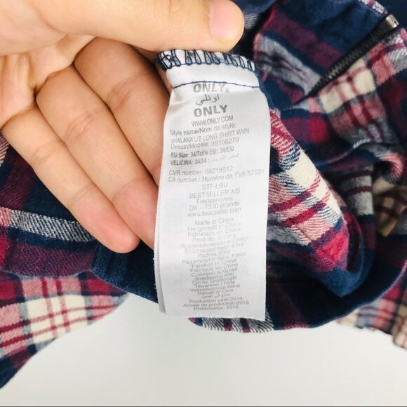 Only Plaid Flannel Zip Up Shirt Women size 34 - Picture 14 of 15